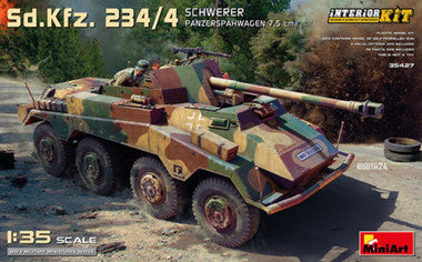 1/35 WWII SdKfz 234/4 Schwerer Panzerspahwagen Vehicle w/7.5cm Gun & Full Interior