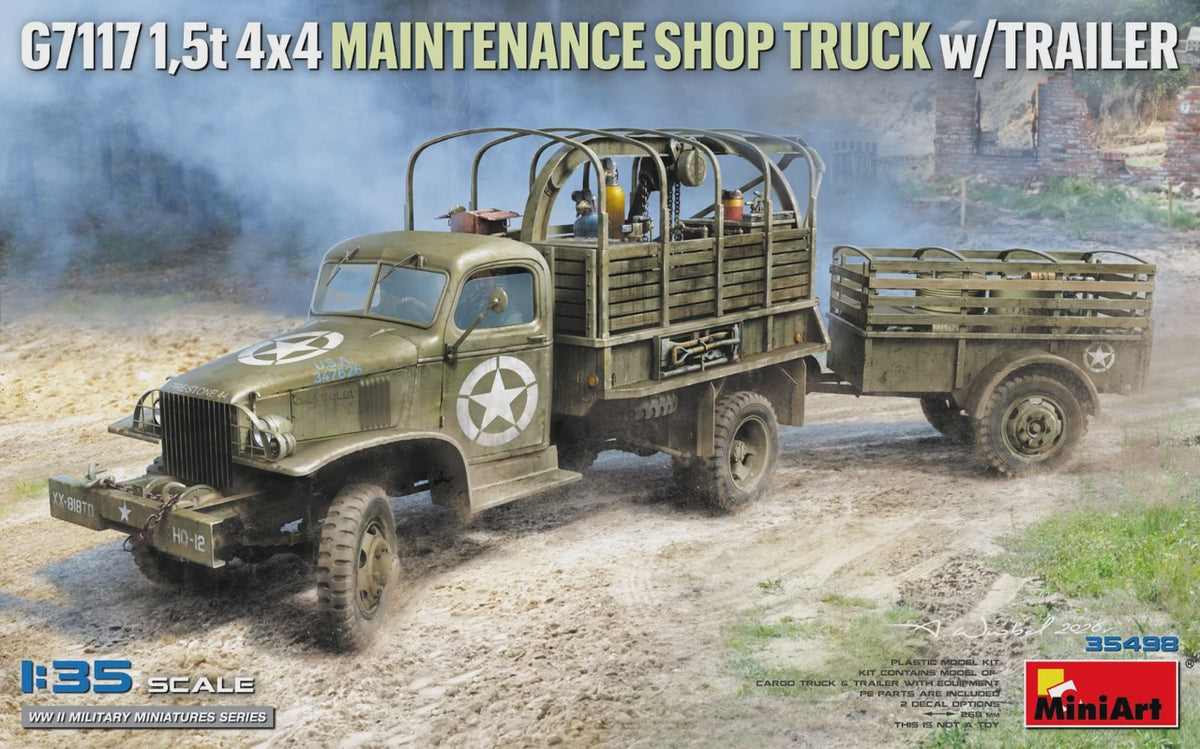 1/35 Miniart G7117 1,5t 4X4 MAINTENANCE SHOP TRUCK W/TRAILER Plastic Model Kit