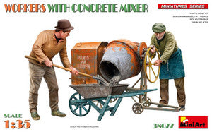 Workers (2) w/Concrete Mixer 1/35 MiniArt