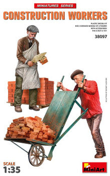 Construction Workers (2) w/Accessories 1/35 Miniart Models