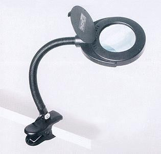 Mini Magnifier Lamp -- Compact, Heavy-Duty, 2" Clamp, 12" Flexible Gooseneck, 3-Diopter 3-1/2" Lens