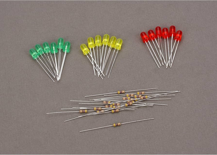 Standard Light Emiting Diodes (LEDs) - 13/64" 5mm Diameter -- 6 Each: Red, Green, Yellow pkg(18)