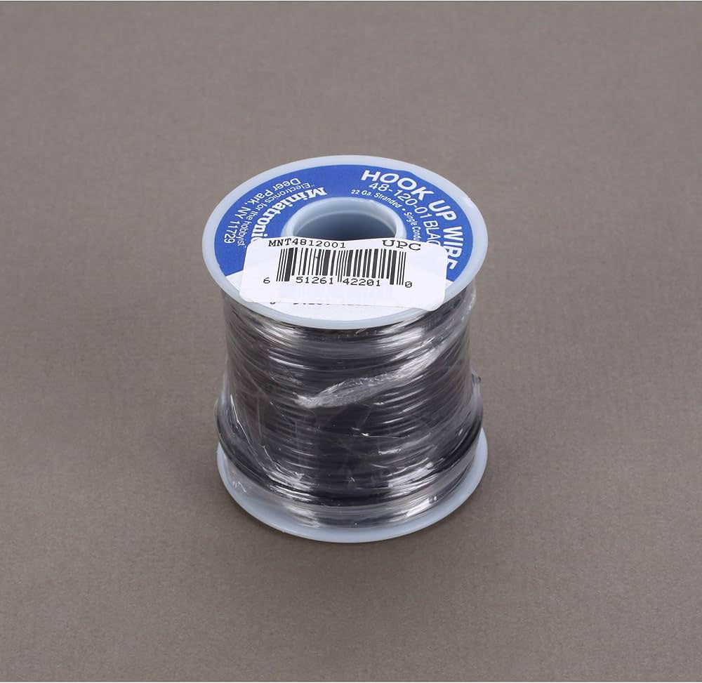Miniatronics 22 Gauge Stranded Single Conductor Wire - 100' 30m -- Black - MNT4812001