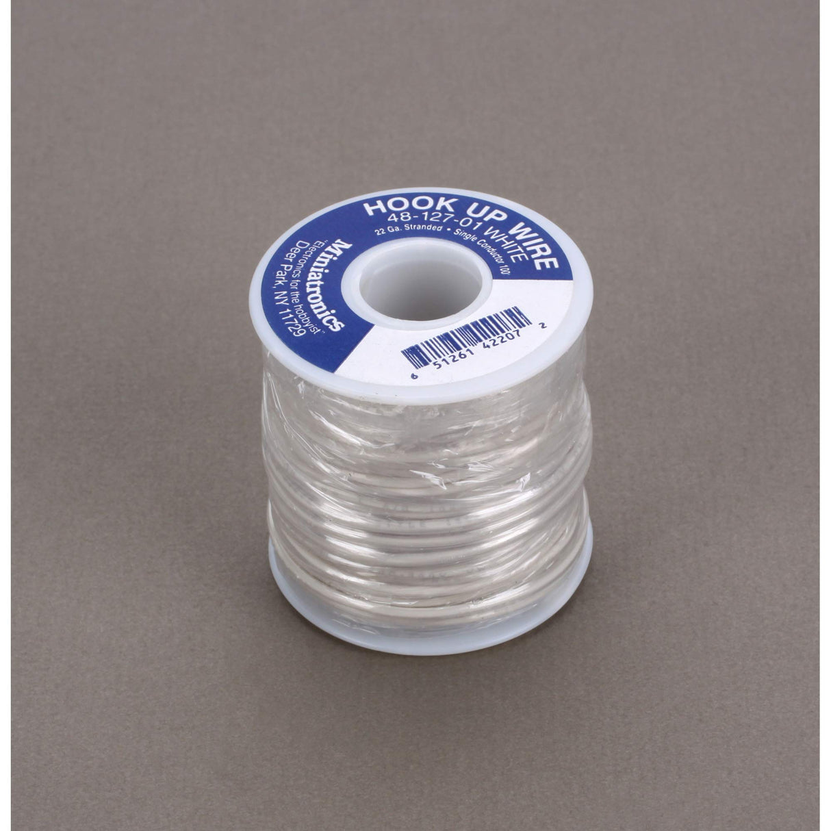Miniatronics 22 Gauge Stranded Single Conductor Wire - 100' 30m -- White - MNT4812701