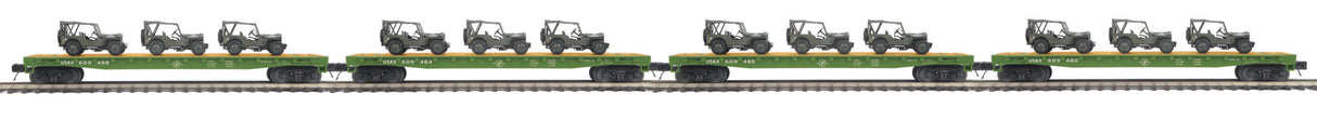 MTH - Mikes Train House USARM 4-Car Flat Car Set w/(3) Miltary Vehicles - MTH2092239