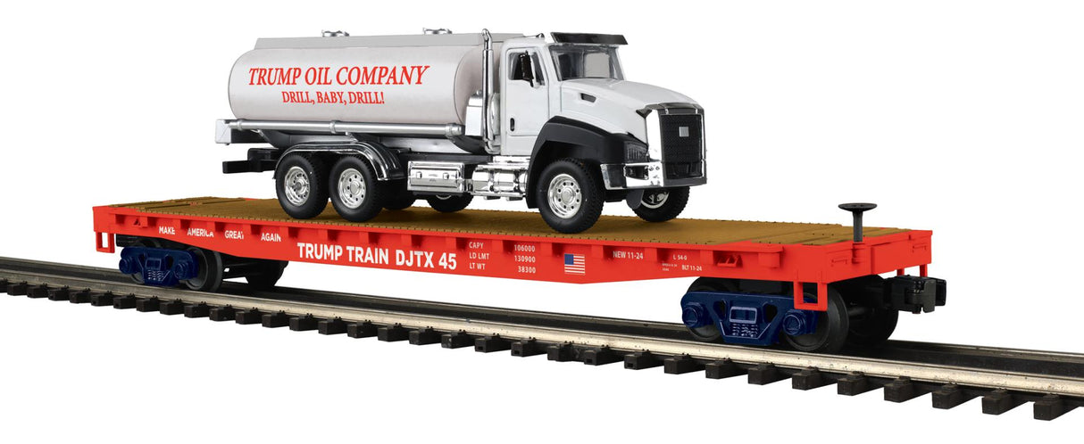 MTH O Trump Flatcar w/Tanker Truck 20-95804