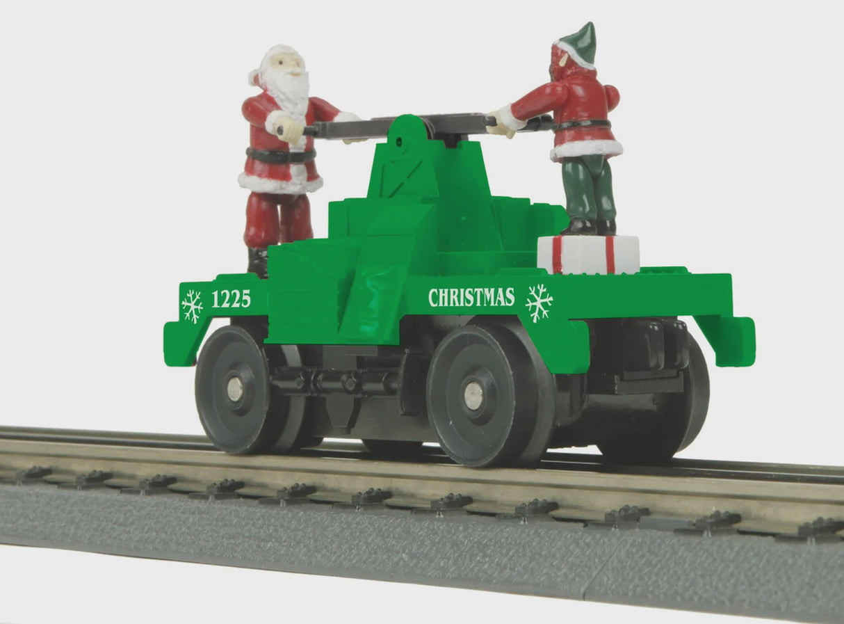 MTH 30-5256 O Operating Handcar w/Santa & Elf/green