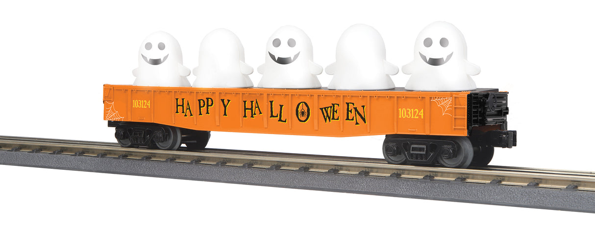 MTH O Gondola Car w/Flickering Lighted Ghosts - Halloween (Orange)