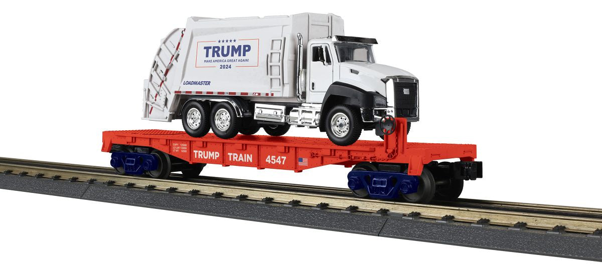 MTH O Trump Flatcar w/Garbage Truck 30-76928