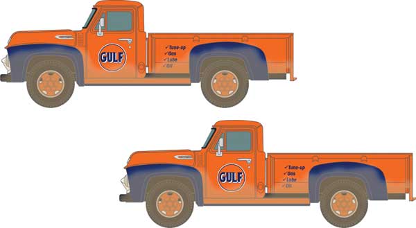 Classic Metal Works N 1954 Ford Pickup (Gulf Oil) Orange/Dark Blue - MWI50406