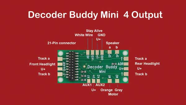 NixTrainz NTZ2 Decoder Buddy Mini - Locomotive Motherboard with 21-Pin Decoder Socket -- With 1.0K-Ohm Resistor