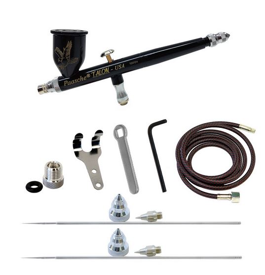 Paasche Talon C-TG3AS-BB Gravity Feed w/.25, .38 & .66mm heads Cerakote Black-Black