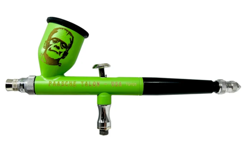 Paasche Airbrush Talon TG in Green with Frankenstein lasering to Cup (Haunt)