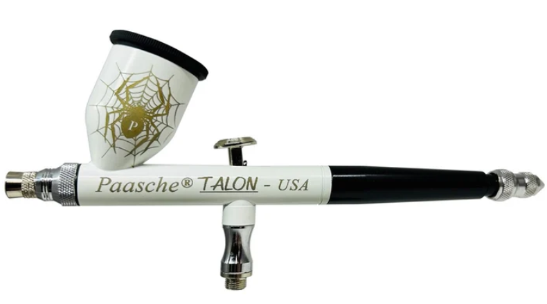 Paasche Airbrush Talon TG in White with a Spider lasered on Cup (Haunt)