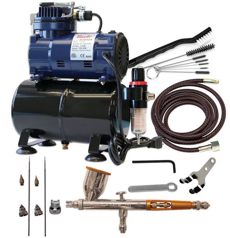 Paasche Airbrush Package (TG-3AS, D3000R and AC-7)
