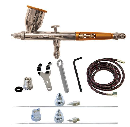 Paasche Talon Gravity Feed Double Action Set w/ .25, .38 & .66mm heads & 1/8"BSP Adapter - PASTG3AS