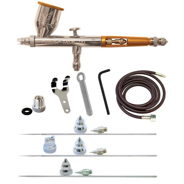 Paasche Gravity Feed Double Action Set w/ .25, .38, .66, & 1.05mm heads & 1/8"BSP Adapter - PASTG4AS