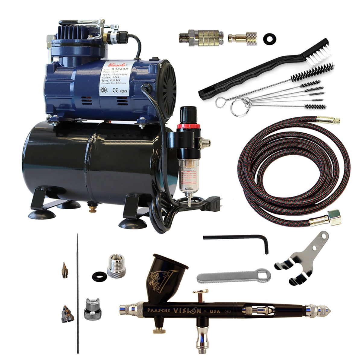 Paasche TGX-3000DA Airbrush Package (TGX-2F, D3000R, AC-7 & A-191) - PASTGX3000DA
