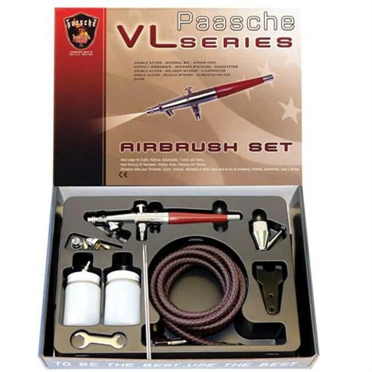 Paasche Airbrush Set W/Metal Handle & All Three Heads - PASVLS202S