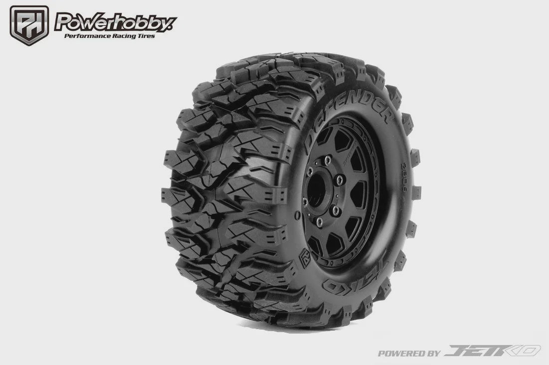 Powerhobby 1/10 2.8" MT Defender Belted Mounted Tires (2) w/ Removable Hex Wheels