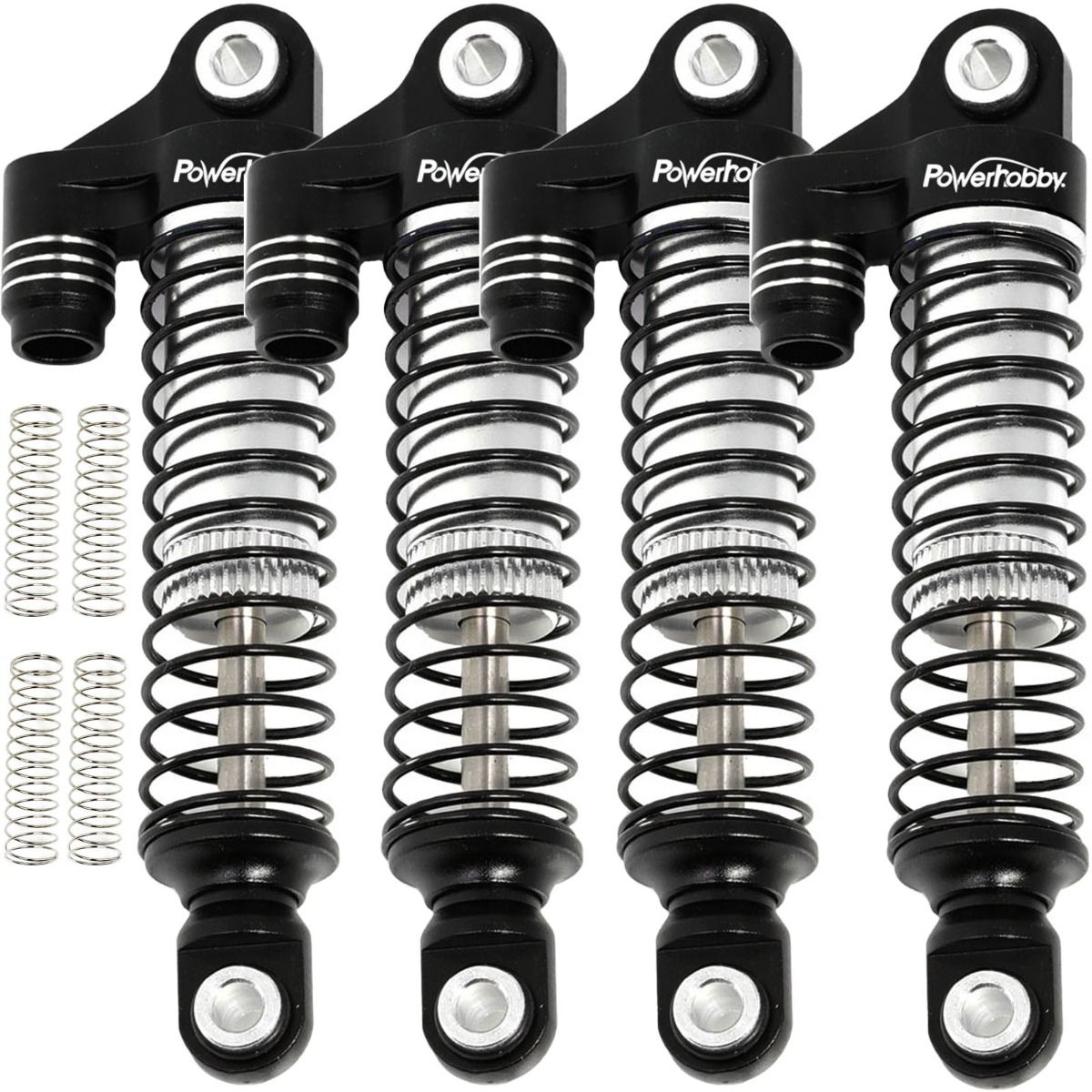 Power Hobby Aluminum 51mm Long Travel Shocks, Black, for Traxxas TRX-4M - PHBTRX597BLACK