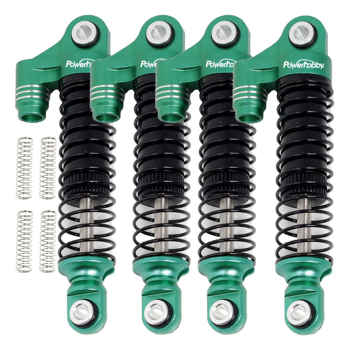 Power Hobby Aluminum 51mm Long Travel Shocks, GREEN, for Traxxas TRX-4M - PHBTRX597GREEN