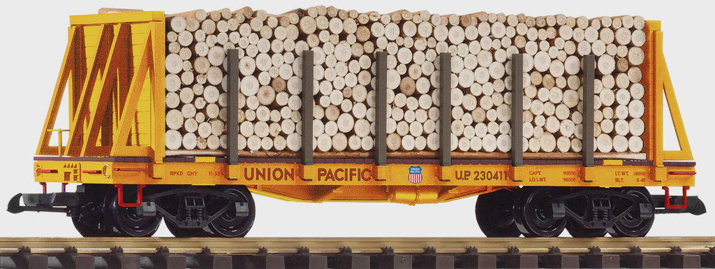PIKO 38791 Union Pacific (UP) Bulkhead Flat w/ Pulpwood Load(G-Scale)