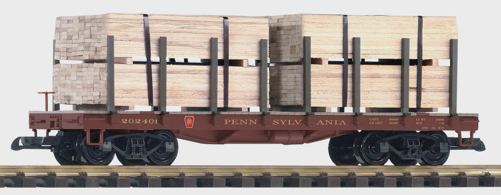 PIKO 38799 Pennsylvania Railroad (PRR) Flatcar w/ Lumber Load (G-Scale)