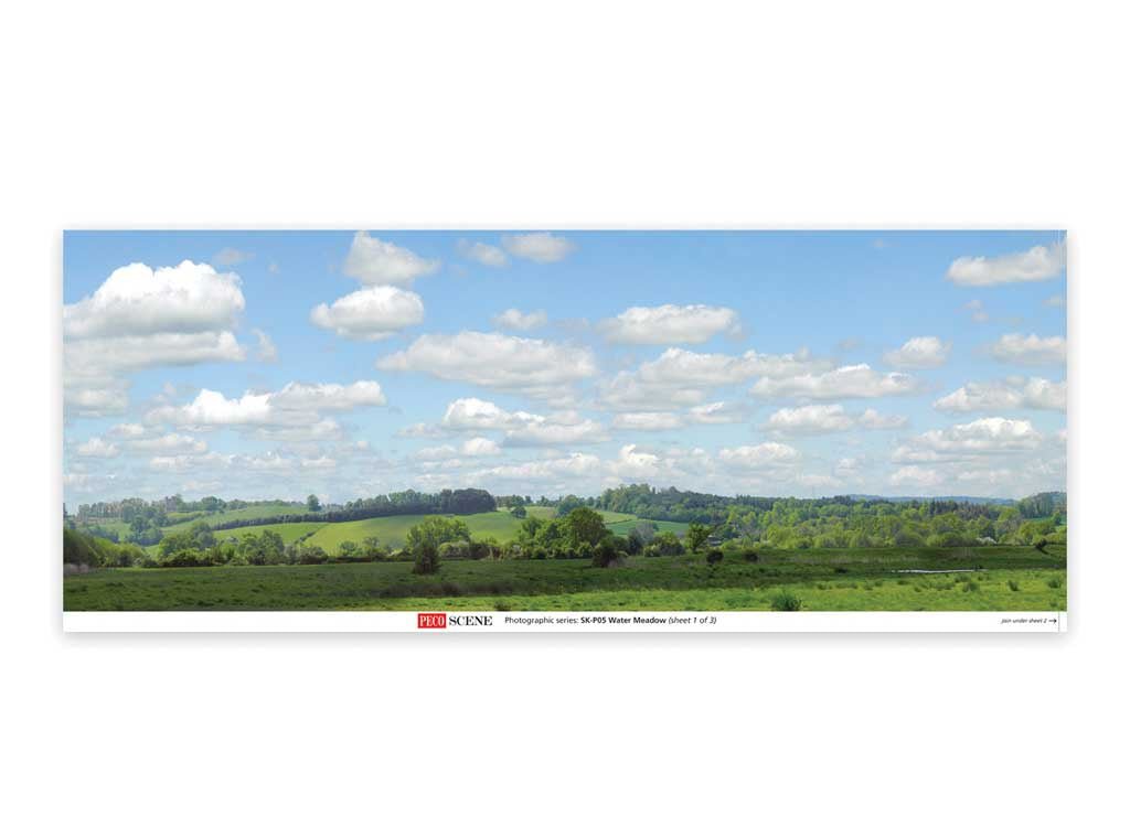Peco SKP-05 Backscene Photographic Background 95 x 13" 240 x 33.3cm -- Water Meadow