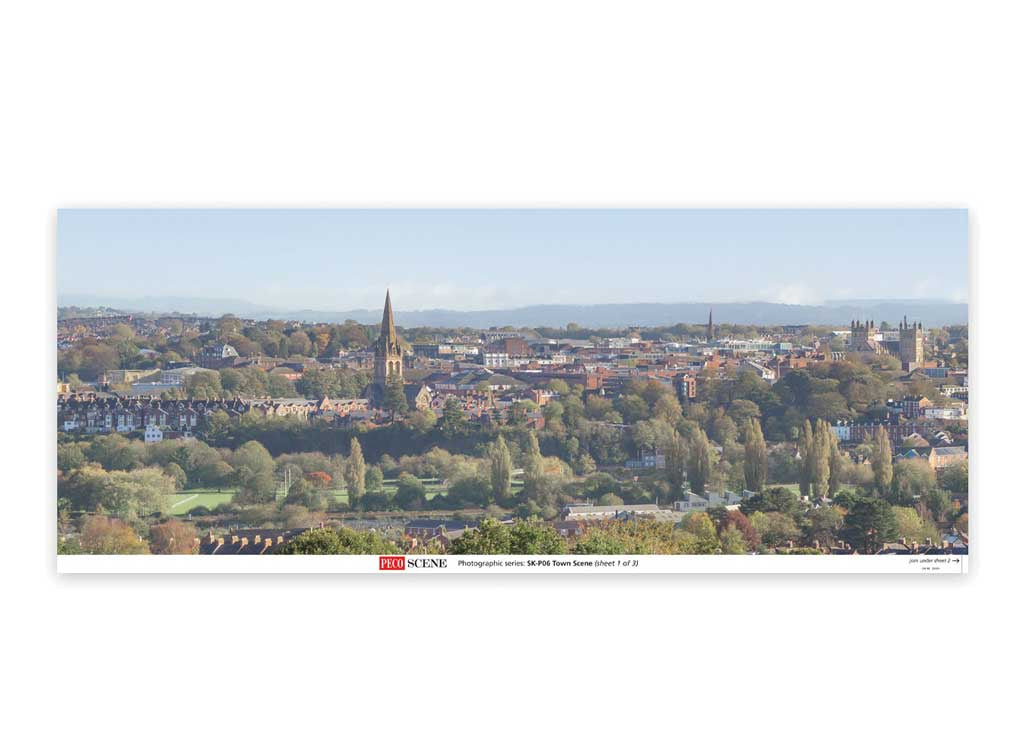 Peco SKP-06 Backscene Photographic Background 95 x 13" 240 x 33.3cm -- Town Scene