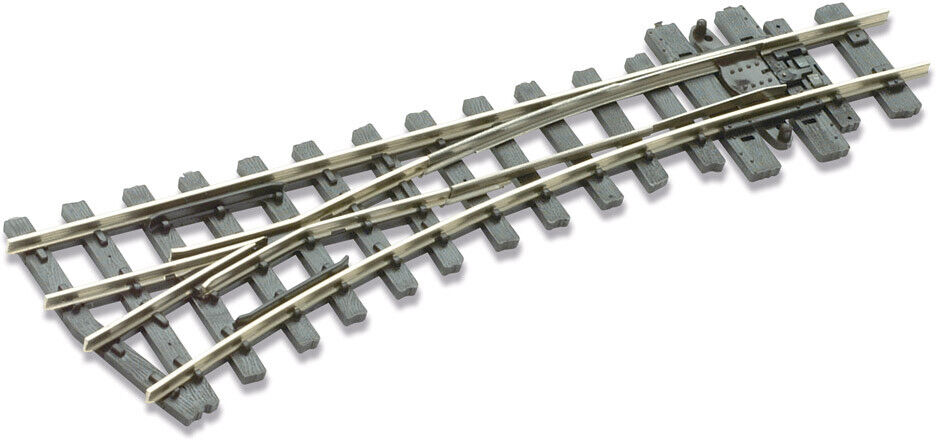 Peco HOe (HOn2-1/2; HOn30") Narrow Gauge Turnout w/Code 80 Rail -- 12" Radius, Left-Hand - PPCSLE492