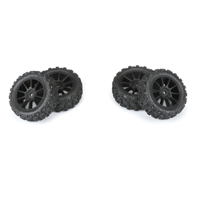 Pro-line Racing Badlands MX 1.9" All-Terrain Buggy Tires (4) Mounted on Mach-10 Black 1.9" 12mm Hex Wheels for Typhon GROM 4x4 Front or Rear