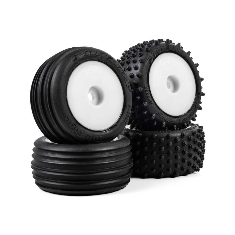 Pro-Line Racing Edge Front / Step Pin Rear Tires Mounted 7mm White (4): Losi Micro-T