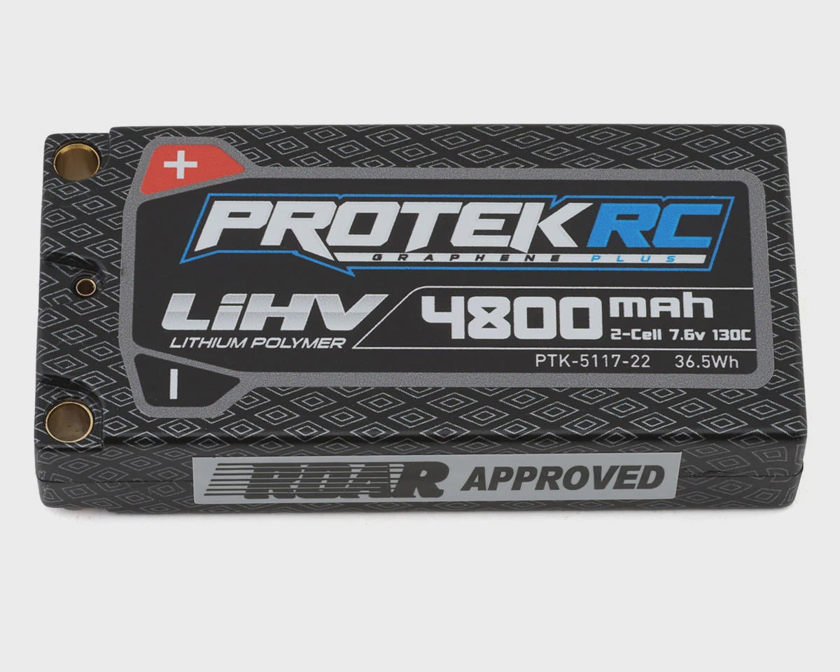 ProTek RC 2S 130C Low IR Si-Graphene + HV LCG Shorty LiPo Battery (7.6V/4800mAh) w/5mm Connectors (ROAR Approved)