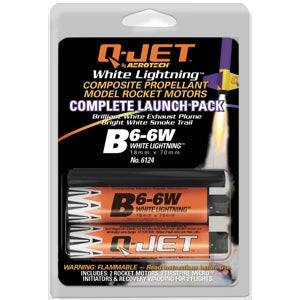 Quest Rockets - B6-6W Q-Jet White Lightning Motors 2/pk