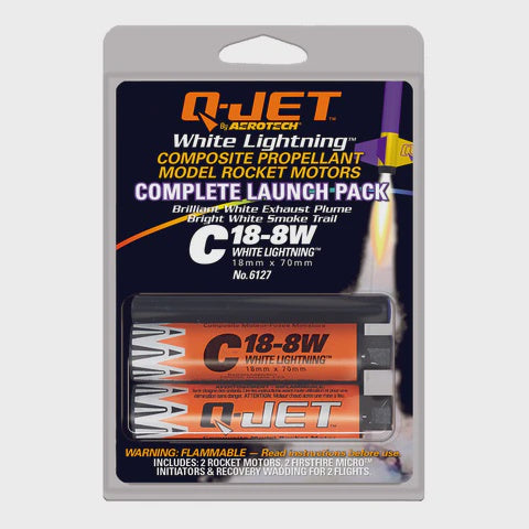Quest Rockets - C18-8W Q-jet White Lightning Motors 2/pk