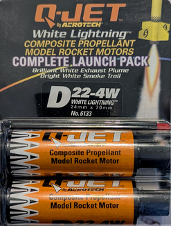 Quest Rockets - D22-4W White Lightning Rocket Motors 2/pk