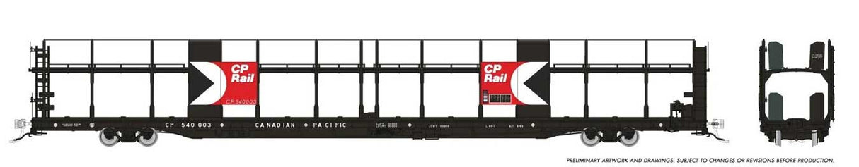 Rapido Trains HO NSC 89' Bi-Level Autorack: Canadian Pacific (CP) - Multimark: 6-Pack