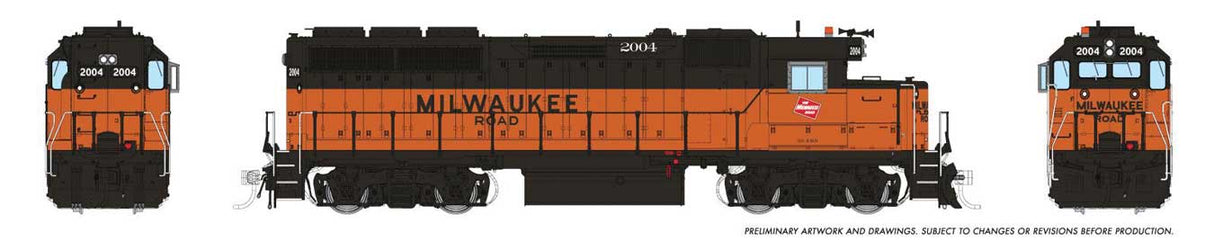 Rapido Trains HO EMD GP40 (DC/Silent): Milwaukee Road (MILW): #2004