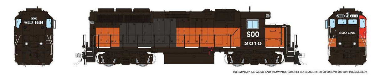 Rapido Trains HO EMD GP40 (DC/Silent): Soo Line (SOO): #2010