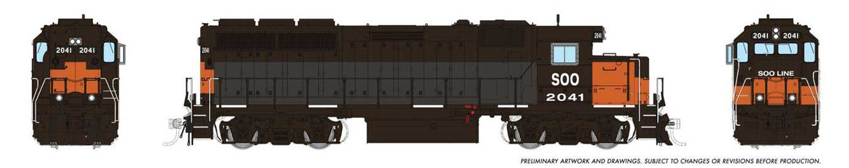 Rapido Trains HO EMD GP40 (DC/Silent): Soo Line (SOO): #2041