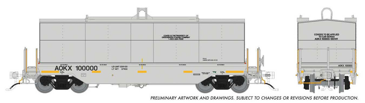 Rapido Trains HO Greenbrier Coil Car: Greenbrier Leasing (AOKX) - Gray: 6-Pack
