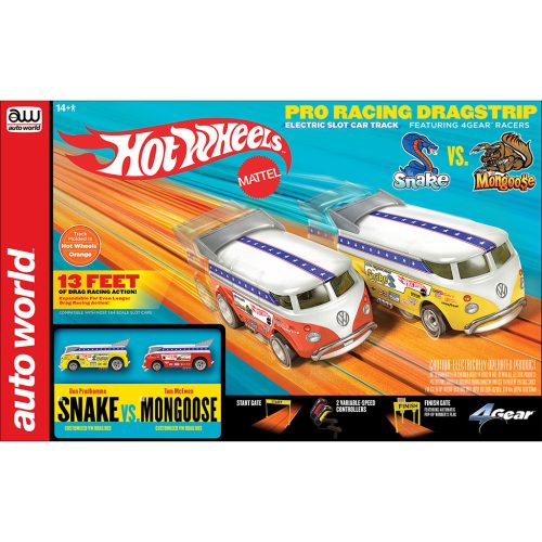 Autoworld - Round 2 13' Hot Wheels "Snake" vs"Mongoose"Manual Slot Set - RDZSRS340