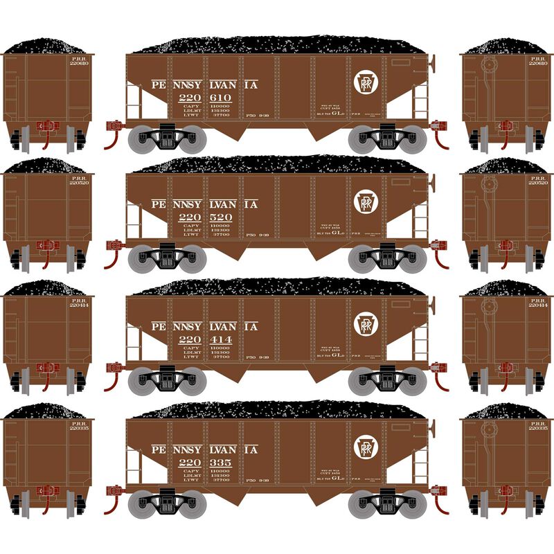 Roundhouse HO 34' Ribbed Hopper, PRR #1 (4) - RND1019
