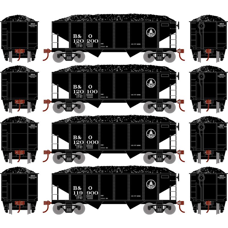 Roundhouse HO 34' Ribbed Hopper, B&O #2 (4) - RND1024