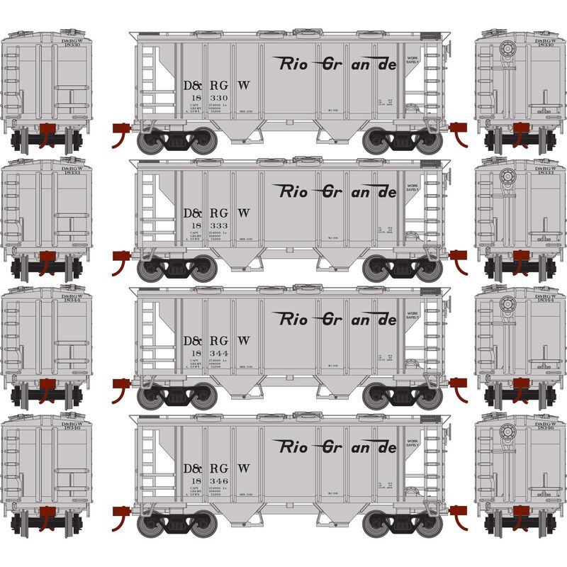 Roundhouse HO PS-2 2003 2-Bay Covered Hopper, D&RGW (4) - RND2416