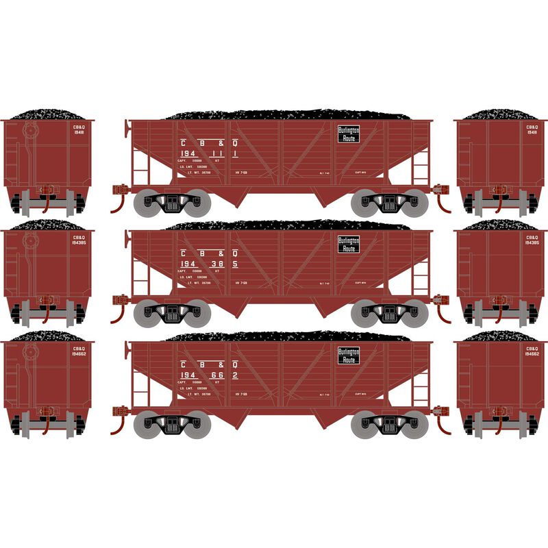 Roundhouse - HO 34' 2-Bay Composite Coal Hopper w/Load, CB&Q(3) - RND70802