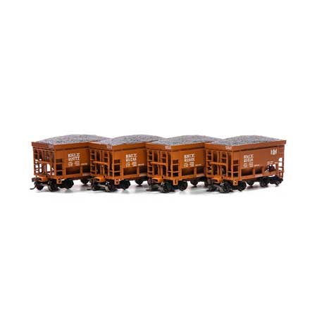 Roundhouse HO 24' Ribbed Ore Car w/Load, B&LE #4 (4) - RND87130