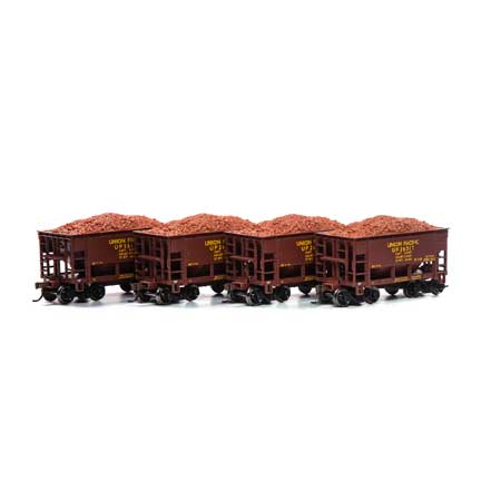 Roundhouse HO 24' Ribbed Ore Car w/Load, UP #2 (4) - RND87135