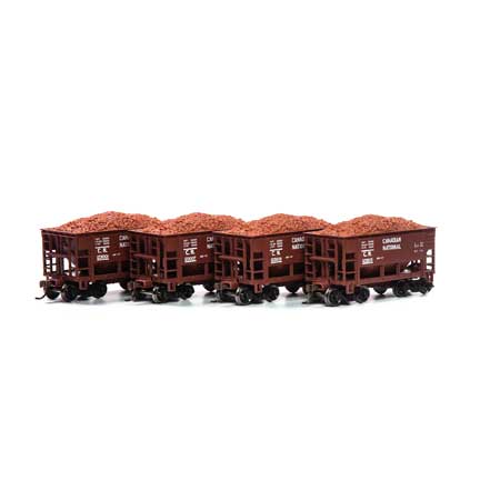 Roundhouse HO 24' Ribbed Ore Car w/Load, CN #1 (4) - RND87148